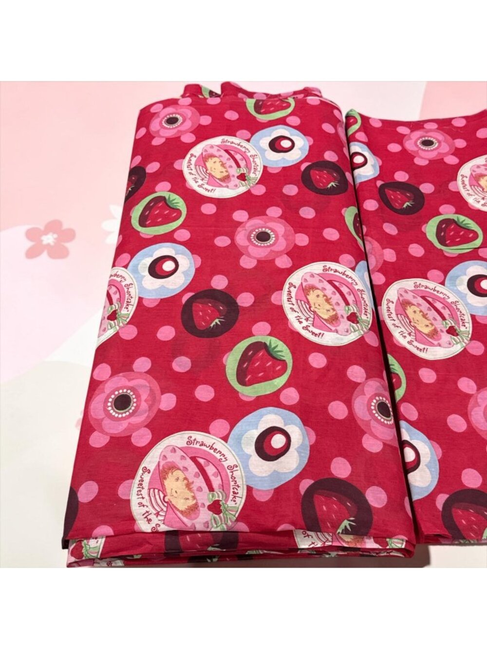 Strawberry Shortcake Fabric 20 Yards 60" Width Red Polka Dot Floral Cartoon Them